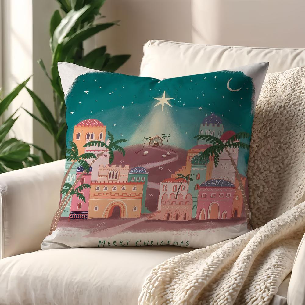 

Christmas Snowman Tree cushion cover Best Home Office Coffee Pillow Sofa Printing Decoration Room Shop Car Nordic Simplicity Hit 12x12Inch