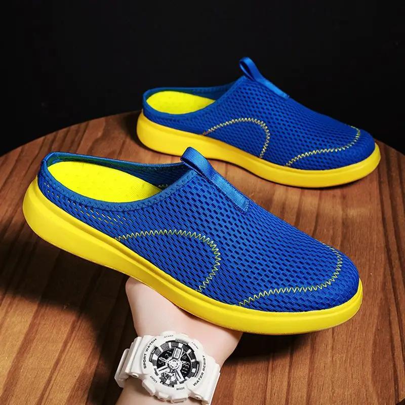 Fashion Beach Hole Male Slipper Mules Flat Half Adult Low Price Casual Slides 2025 Fashion Mascullino Pvc Comfortable Rubber Men's Shoe