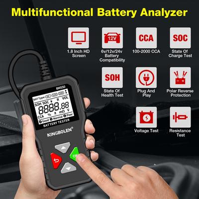 BM550 Tester autobaterií 6V 12V 24V 100-2000 CCA Battery System Detect Auto Battery Analyzer Nástroj na autobaterie PK KW208