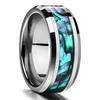 Fashion 8mm Stainless steel Hawaiian Koa Wood Rings For Men WIth Blue Fire Opal Rings Men Wedding Band Jewelry Drop Shipping