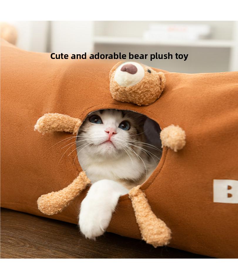 

Pet Cartoon Straight Foldable Cat Tunnel Cat and Dog Toy Self-hi to relieve boredom Accompanying Training Cat and Rabbit Cross-B samll