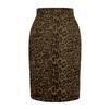 Women Zipper High Waist Chamois Leopard Package Hip Skirt