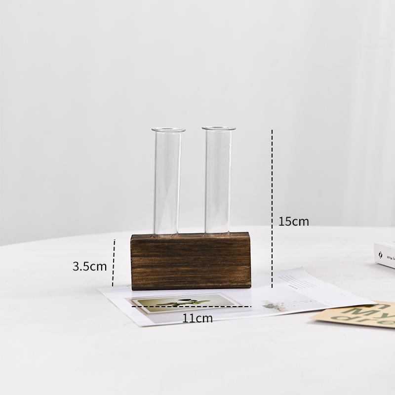 Exquisite Hydroponische Blumenserie Kreatives Glas Anzuchtröhrchen Elegant Geschenk Pflanze Holz Aquarium Innendekoration