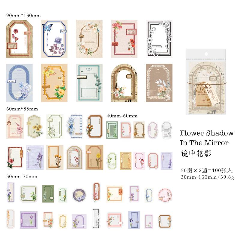100pcs Vintage Scrapbooking Sticker Materials Paper Combo Kit for DIY Junk Journal Collage Photo Album Stationery Supplies