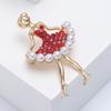Rhinestones Dancing Girl Brooch for Women Unisex Simulation Pearl Lapel Pins Banquets Party Gift Jewelry Accessories