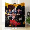 Dynamic Characters Posing with Eerie Figures On a Vibrant Yellow Background. for All Seasons Blanket Lunch Break Throw Gift