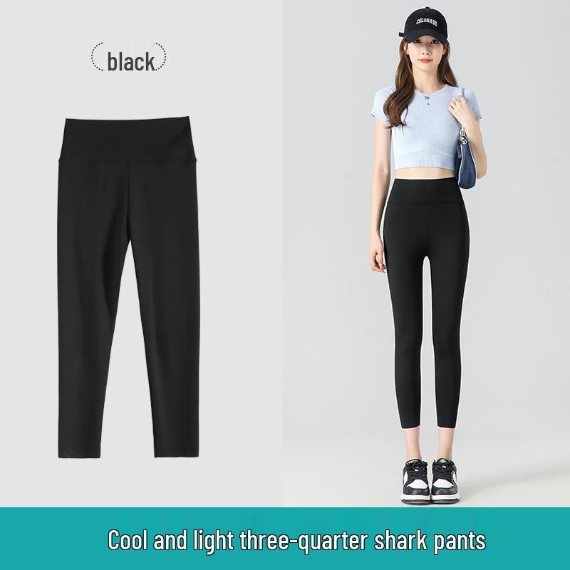 Women's High-Waist Tummy Control Shark Pants - Comfortable, Versatile, Hip-Lifting, Three-Quarter Base Layer for Summer 2026