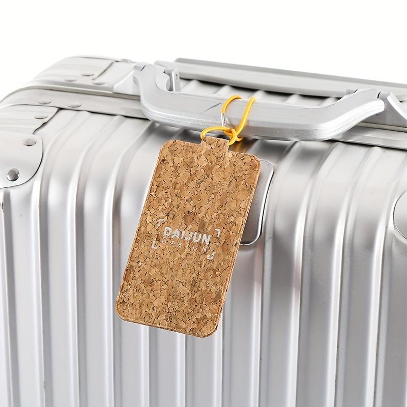 1pc  PU Wood Grain Luggage Tag, Square Travel Check-in Tag, High-quality Elastic Belt Luggage Tag