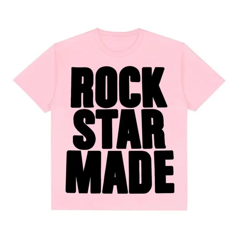 Y2K Anime Rock Goth Fashion Men Punk Grunge Hip Hop Rap Vintage Letter Print Short TShirt Casual Oversized Y2K Streetwear