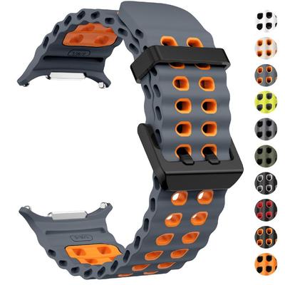 NEW Marine Silicone Strap for Samsung Galaxy Watch 7 Ultra 47mm Bracelet Sport Two-tone Watchband
