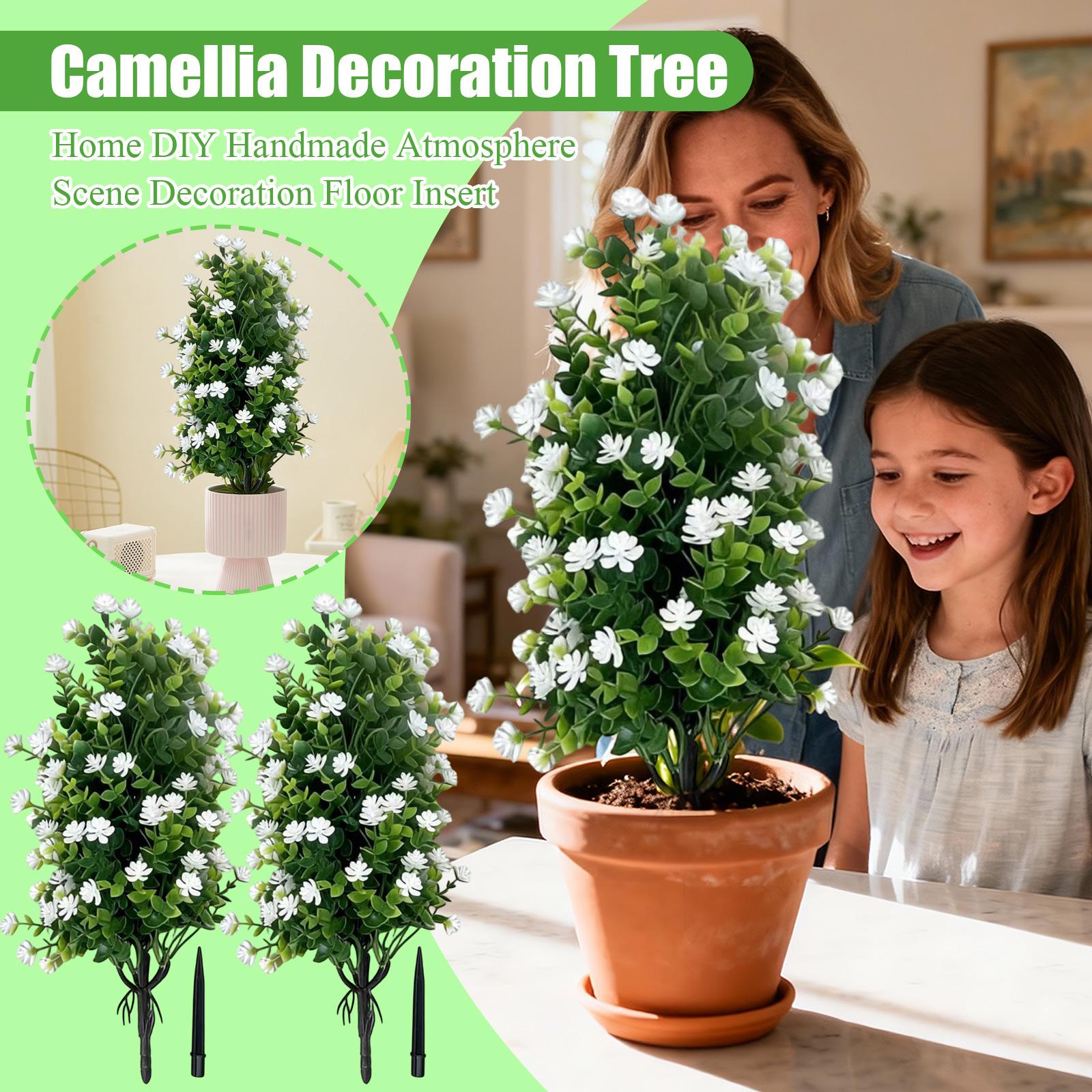 

2pc 45cm Camellia Decoration Tree Home DIY Handmade Atmosphere Scene Decoration Floor Insert One Size