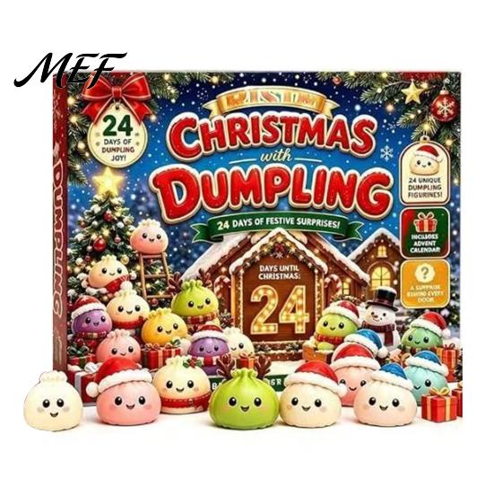 Christmas Surprise Gift Set Advent Calendar with Squeeze Toys, Cute Silicone Dumpling Figures, Countdown Stress Relief Sensory Fidget Toys for