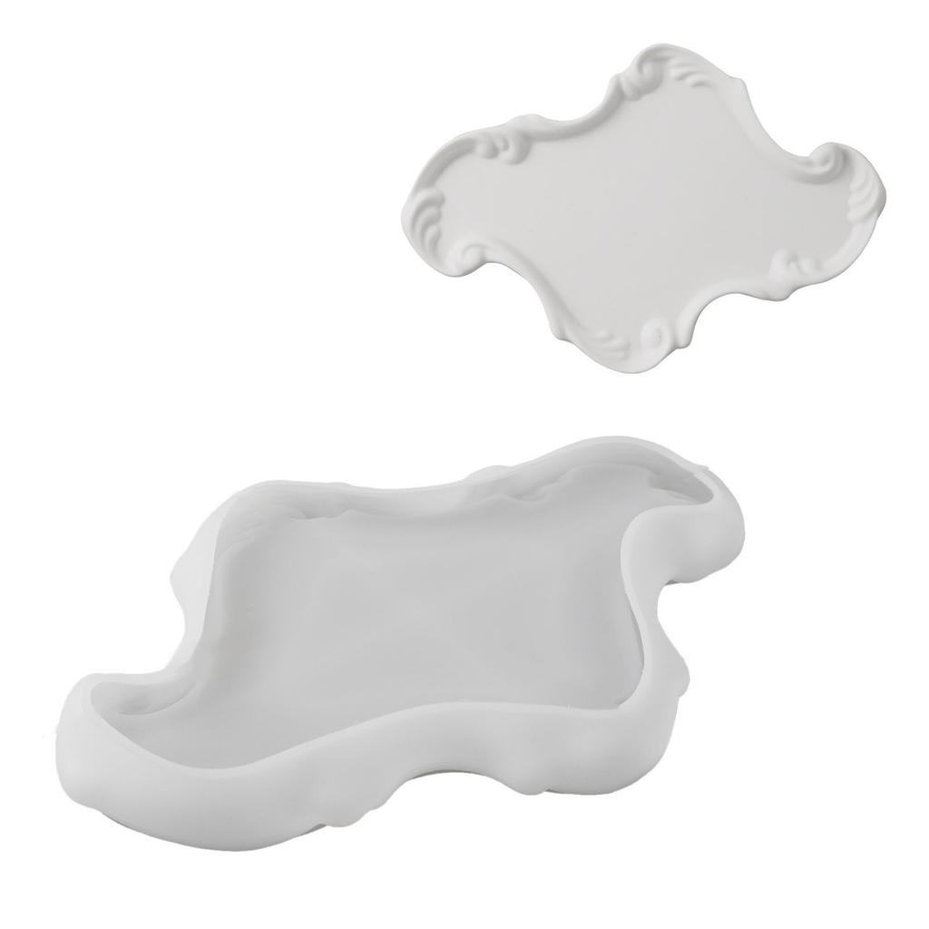 Crystal Droplet Gypsum Cement Mould European Tray Mold Silicone Storage Plate Organiser Mould with Delicate Lace Relief