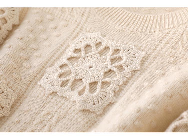 Women's Pure Wool Hollow Out Sweater - Lazy Style Knitwear for Autumn & Winter