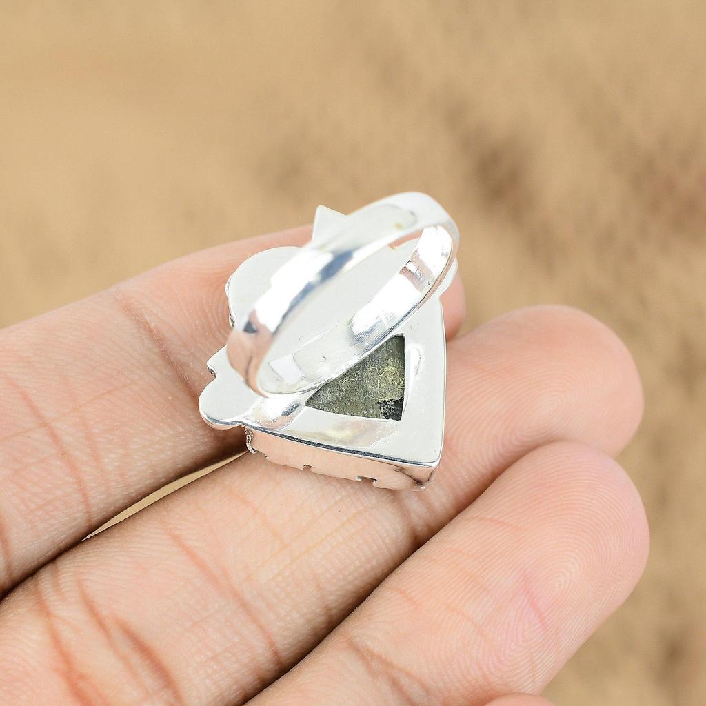 Mothers Day Sale 925 Sterling Silver Silver Leaf Jasper Stone Ethnic Flower Ring