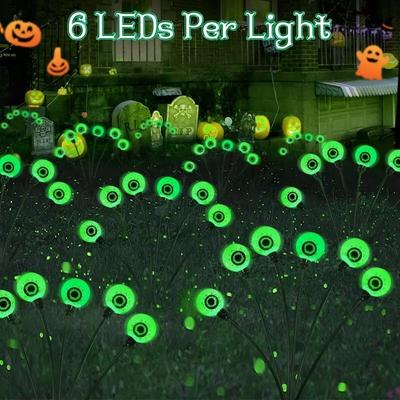 6-köpfige Solar-Halloween-Lichter mit lila Augäpfeln, Outdoor-Glühwürmchen-Lichter, Stecker-Erdspieß-Lichter für Garten, Rasen, Hof, Grab, Horror-Dekoration