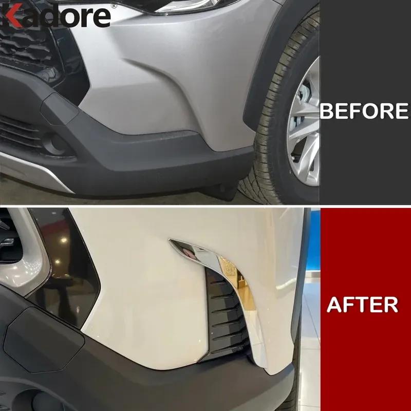 Front Fog Light Lamp Eyebrow Cover Trim For Toyota Corolla Cross -2024 2025 Chrome Car Foglight Eyelid Trims Accessories