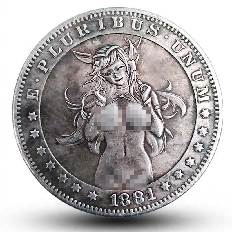 Antique Hobo Coin Sexy Beauty Silver Coin Copper Plated Silver To Make Old Collection Crafts Exquisite Gift