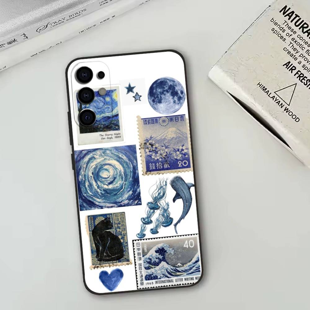 Retro Stamp Phone Case For Samsung S25,S24,S21,S22,S23,S30,Ultra,S20,Plus,Fe,Soft Silicone Black Cover