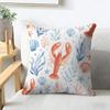 Blue White Red Ocean Animals Cushion Cover Natural Linen Organic Fabric Double-Sided Printing Breathable Perfect For Home Decor