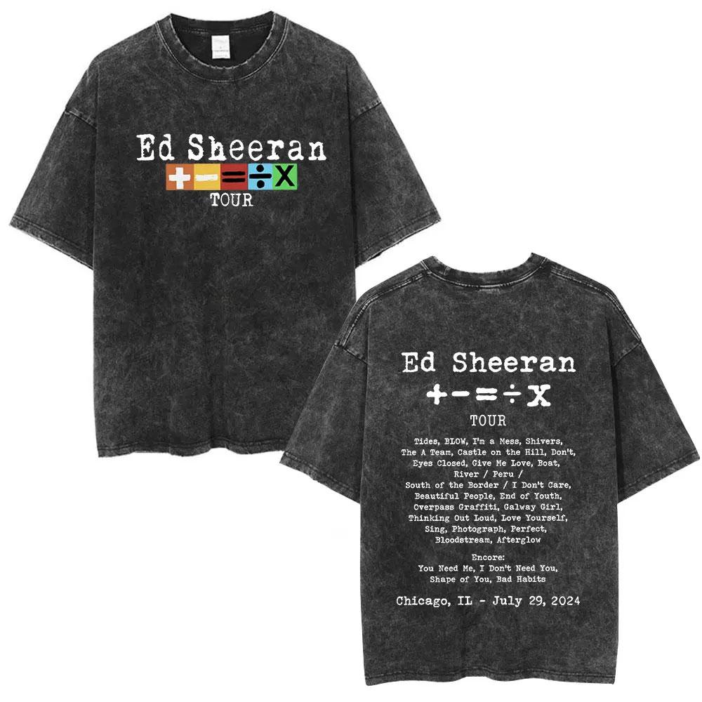 Ed Sheeran European Tour 2025 Vintage Washed T Shirts Mens Women Clothing Cotton Casual Short Sleeve Tshirt Fashion Tee Shirts