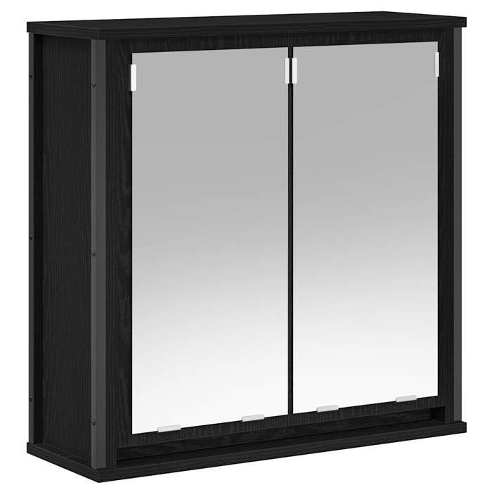 VidaXL Bathroom Wall Cabinet Mirror Black Oak 60x21x60 Cm, Hanging Bathroom Cabinet, Wall Unit of 861897