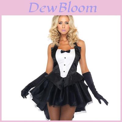 Sexy dámský kostým králíčka Cosplay Smoking Halloweenský outfit se sladkou mašlí