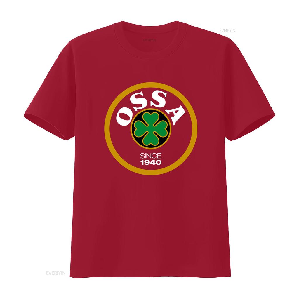 Ossa Motorcycles Unisexs Black T Shirt Size S 5xl 2 Sided With Logo And Four Leaf Clover Design Since 1940 Vintage Stylish