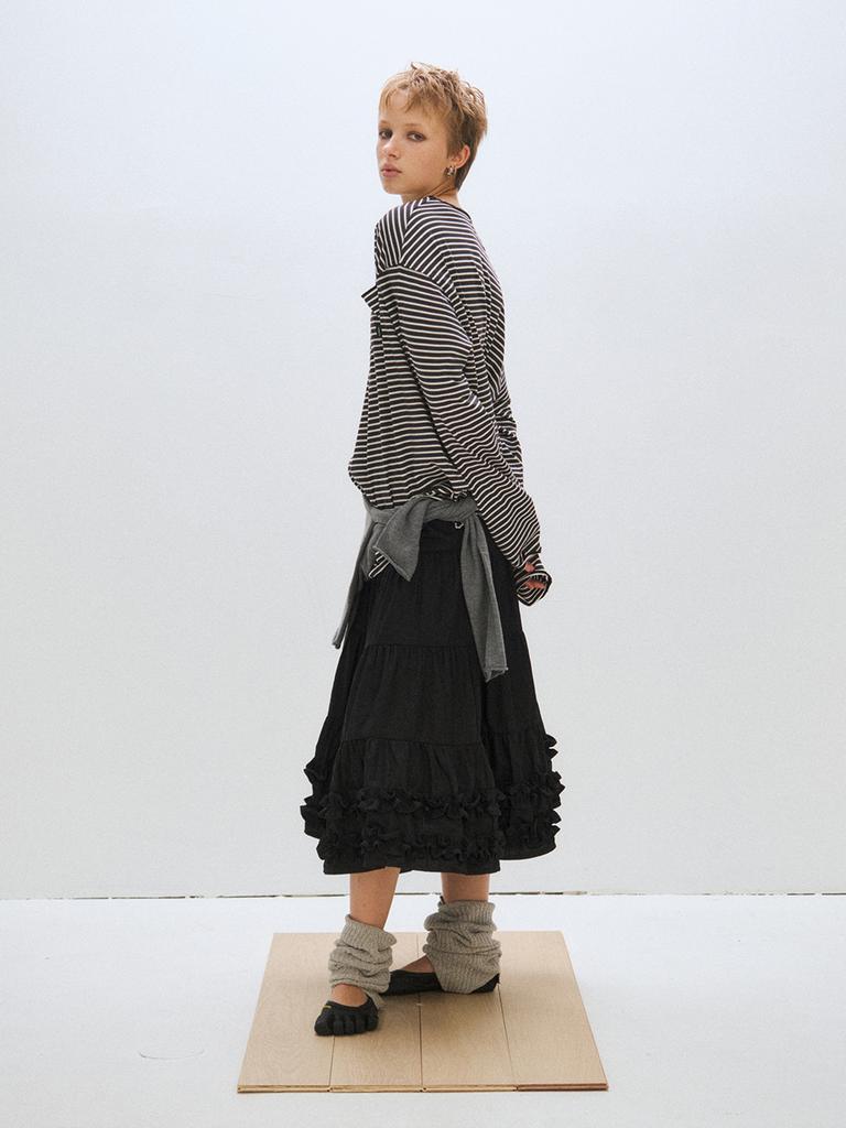 Peullijeupeulojegteu Loose Stripe Long Sleeve, Charcoal