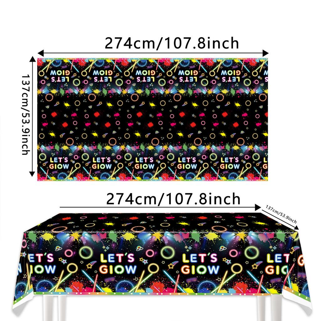 New Neon Theme Party Supplies Birthday Decoration Party Venue Layout Props Birthday Flag Spiral Tablecloth