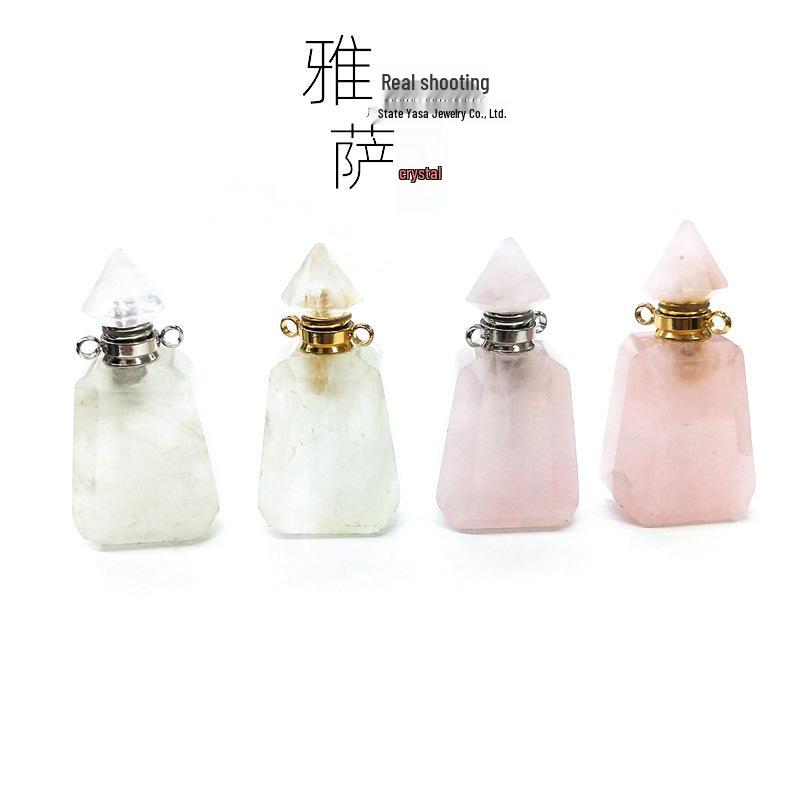 

Подвеска в виде флакона духов из розового кварца в форме сердца для эфирных масел