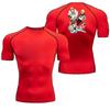 Summer Athletic Compression T-Shirt Breathable Quick-Dry High-Elasticity Short Sleeve Tee with Bold Bleach Graphic Gym Running
