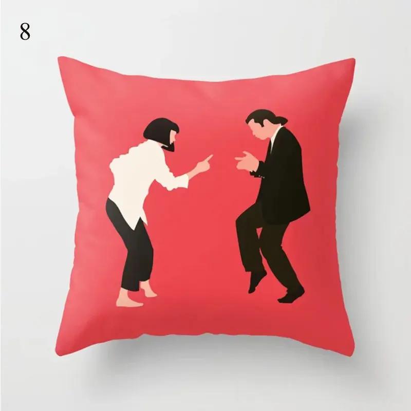 Red Printed Pillowcase Square Waist  Geometric Cute Cushion Cover Fashion Car Decoration Homeware