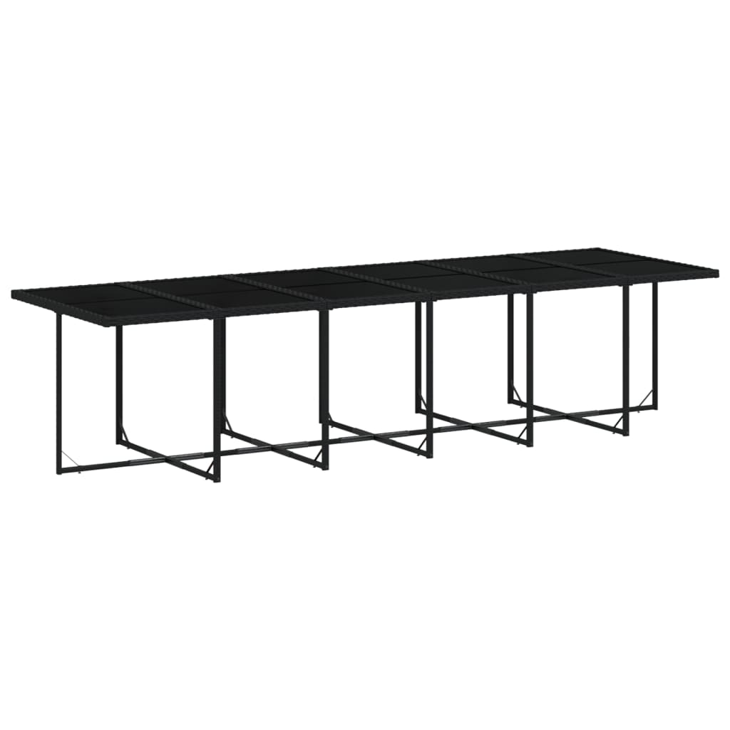 13 Piece Outdoor Dining Set with Cushions Black Poly Rattan