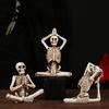 Pose de Yoga Creativa Diseño Calavera Estatua Esqueleto Halloween, Figura Muerta Divertida para Decoración de Fiesta, Adorno Textura Envejecida Resina Gótica Casa Encantada,