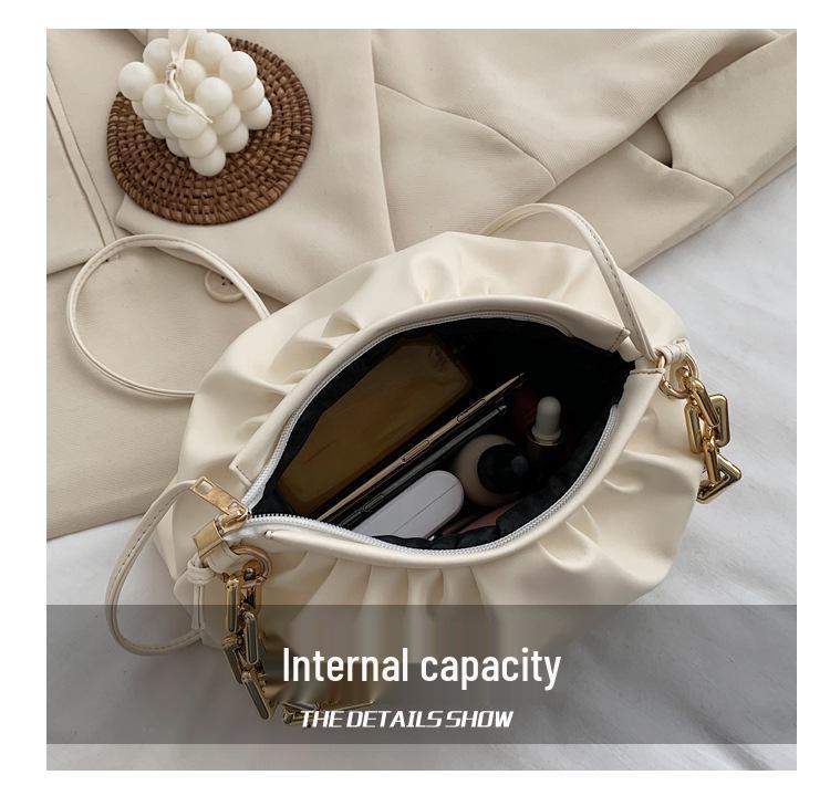 2020 Women's Chunky Chain Ruched Microfiber Crossbody Underarm Handbag