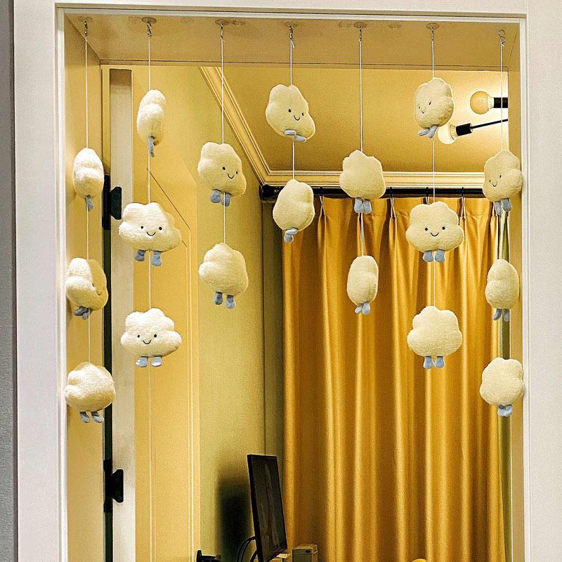 Plush Cloud Brooch: Children’s Ornament with Pompom & Wind Chime for Classroom or Nursery Decor