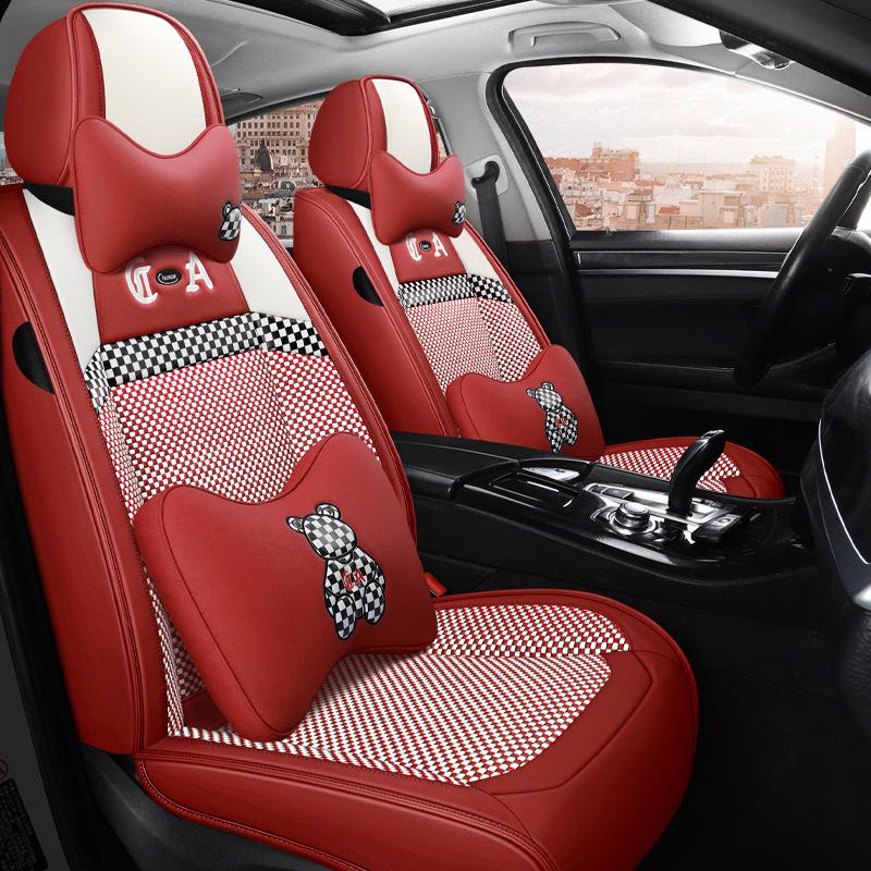 Bestune Cartoon Car Seat Cushion: Universal Leather-Linen Wrap for All Seasons