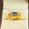 London Blue Topaz Oval With 925 Silver Sterling Gold Plated Ring For Men's #B211 JL375675924645