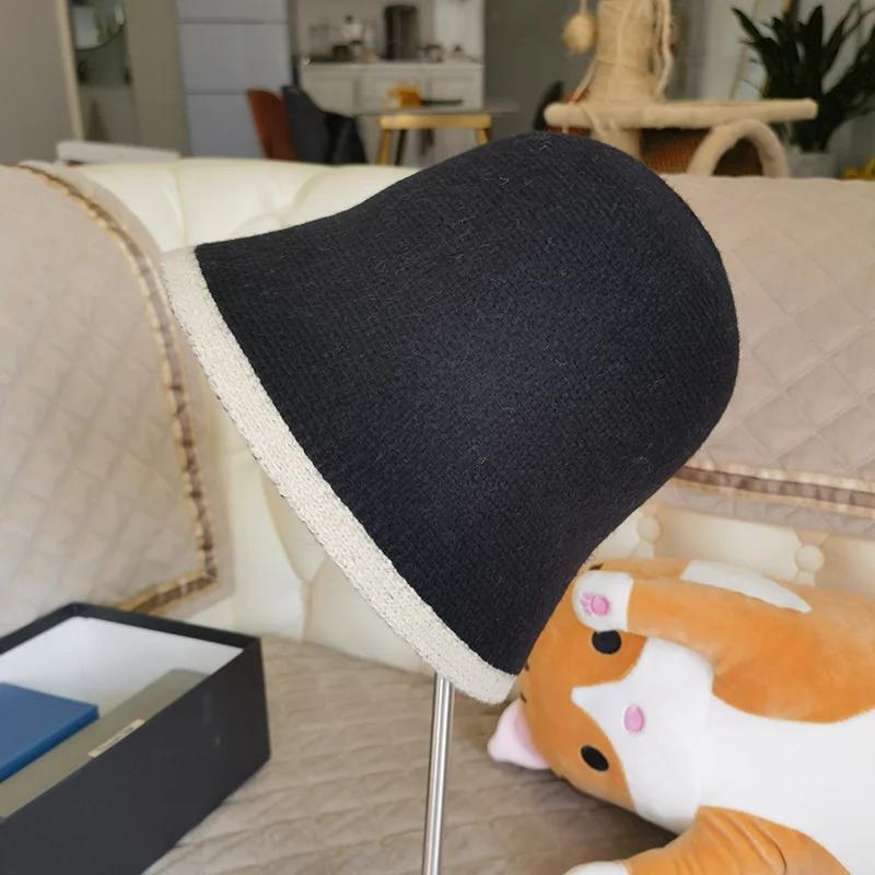 New Winter Hat Ins Wind Japanese Bucket Hats Korean Version Cute Knitted Hats Wool Bucket Hat For Women Mother Mum Gift