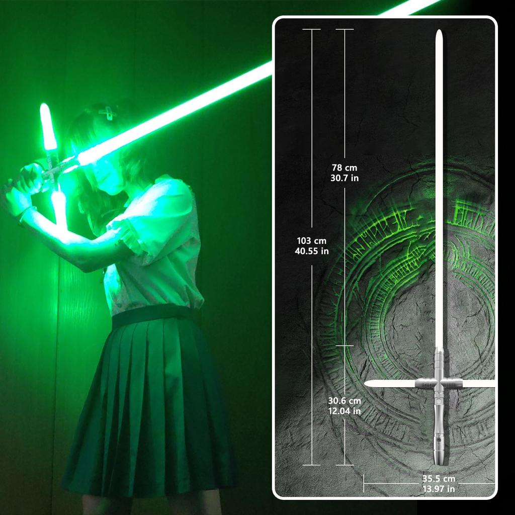 YDD Lightsaber Kylo Ren Replica Lightsaber, Illuminated Green LED Lightsaber, Force FX, Metal Handle, Adult Size (78 Cm Blade)