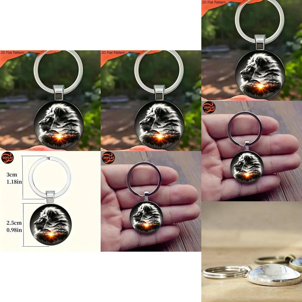 Lion Pattern Keychain With Silver Finish For Holiday Gifts