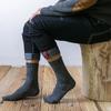 5 Pairs of Men's Solid Color Double-needle Rabbit Wool Socks for Autumn and Winter, Thick Needle Mid-calf Socks