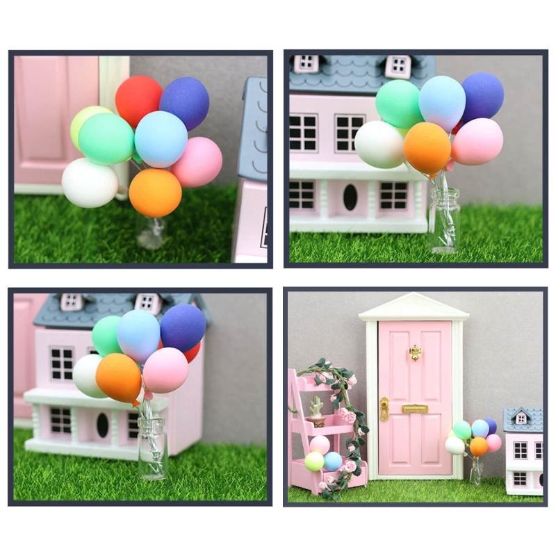 Pack of 8 Colorful Small Resin Balloon Portable Accessory for Dollhouses Garden Creative Landscape Accent Daily Use