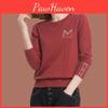 Round Classy Sweater Knitted Ladies Collar Bottoming Sweater Casual Loose Comfortable Knitted Pullover