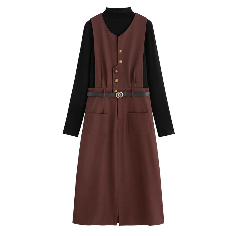 Vest strap dress knitted sweater two-piece set women's spring and autumn new temperament slim primer set skirt