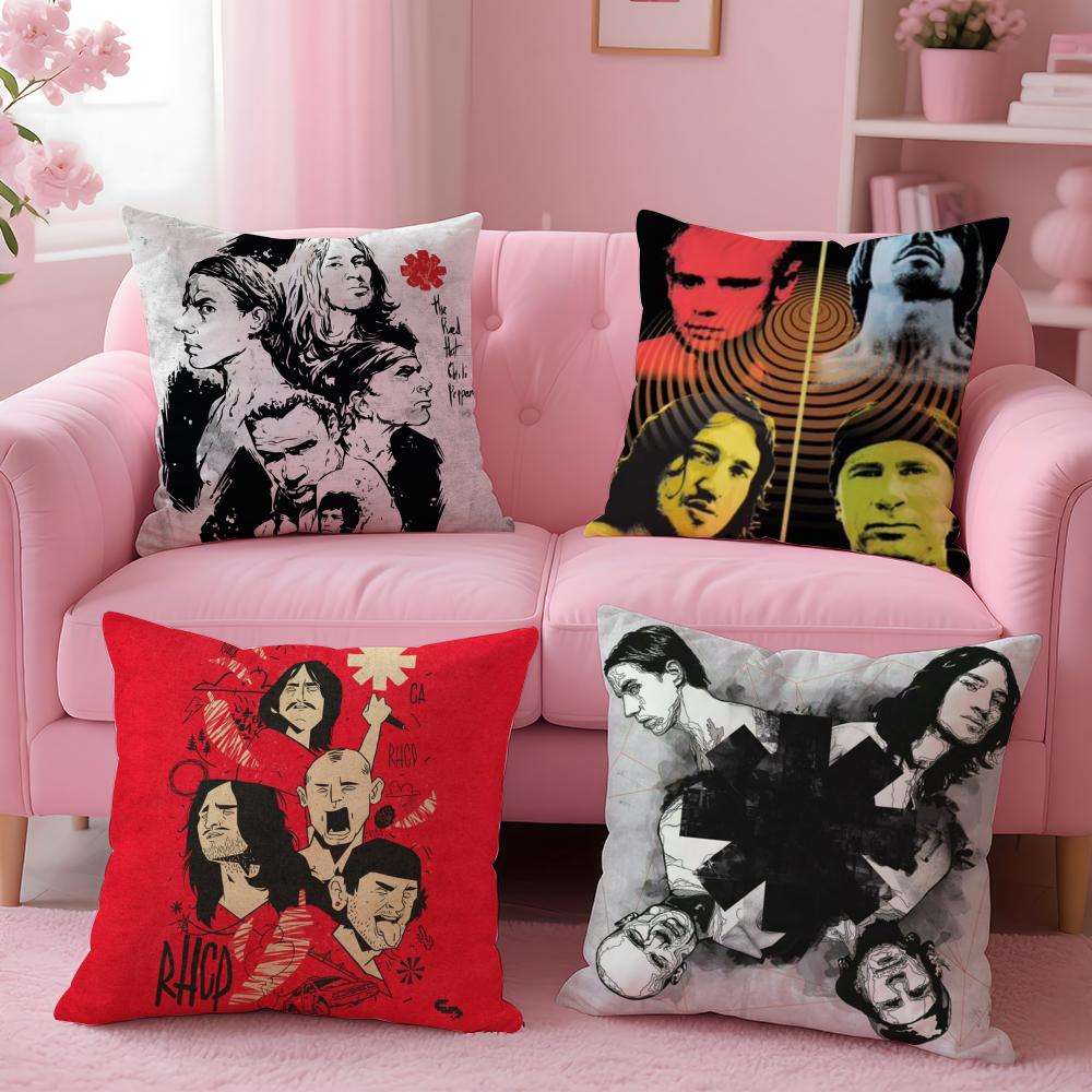 R-Red Hot C-Chili Peppers Band Cushion Cover Plush Fabric Soft Double-Sided Printed Sofa Warm Winter Home Gift Pillow Cover