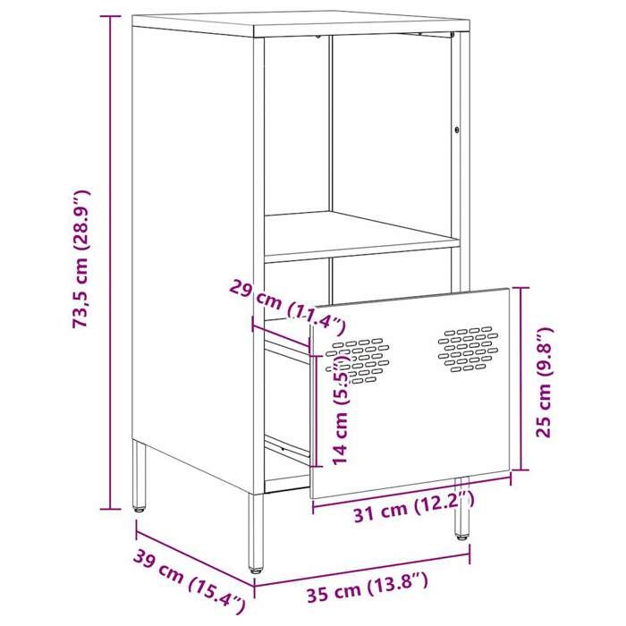 VidaXL Black Buffet 35x39x73.5 Cm Cold-Rolled Steel, Storage Furniture, Kitchen Storage Furniture, Furniture 851352