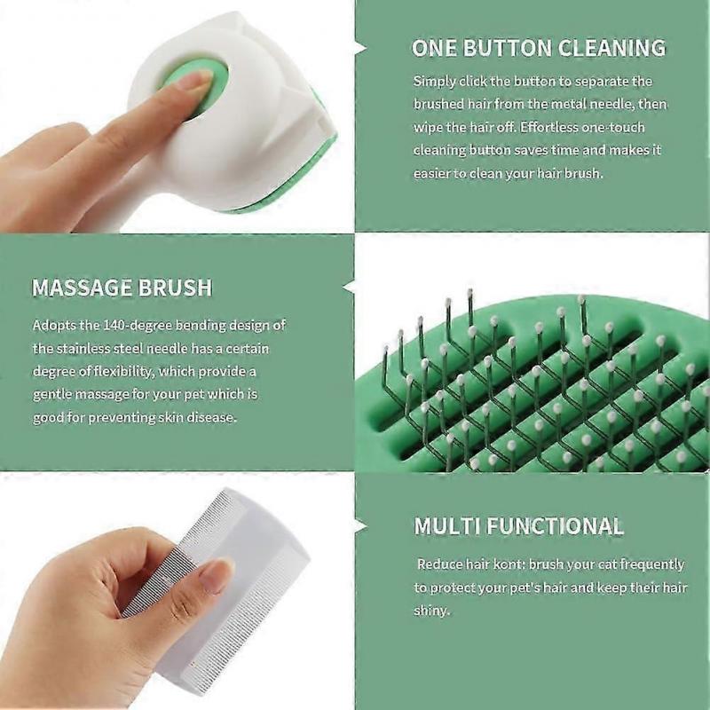 2PCS Pet Grooming Brushes Set, Cat Grooming Supplies, Indoor Dog Cat Massage Double Sided Comb 2 In 1 Pet Brushes Accessories for Home(White)