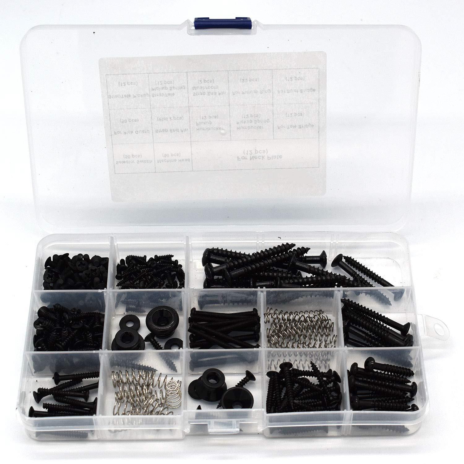 Miwayer Electric Guitar Screw Kit Multiple Size Guitar Metal Repairing Tool Kit with Screws Washers and Springs Repair Fasteners чёрный